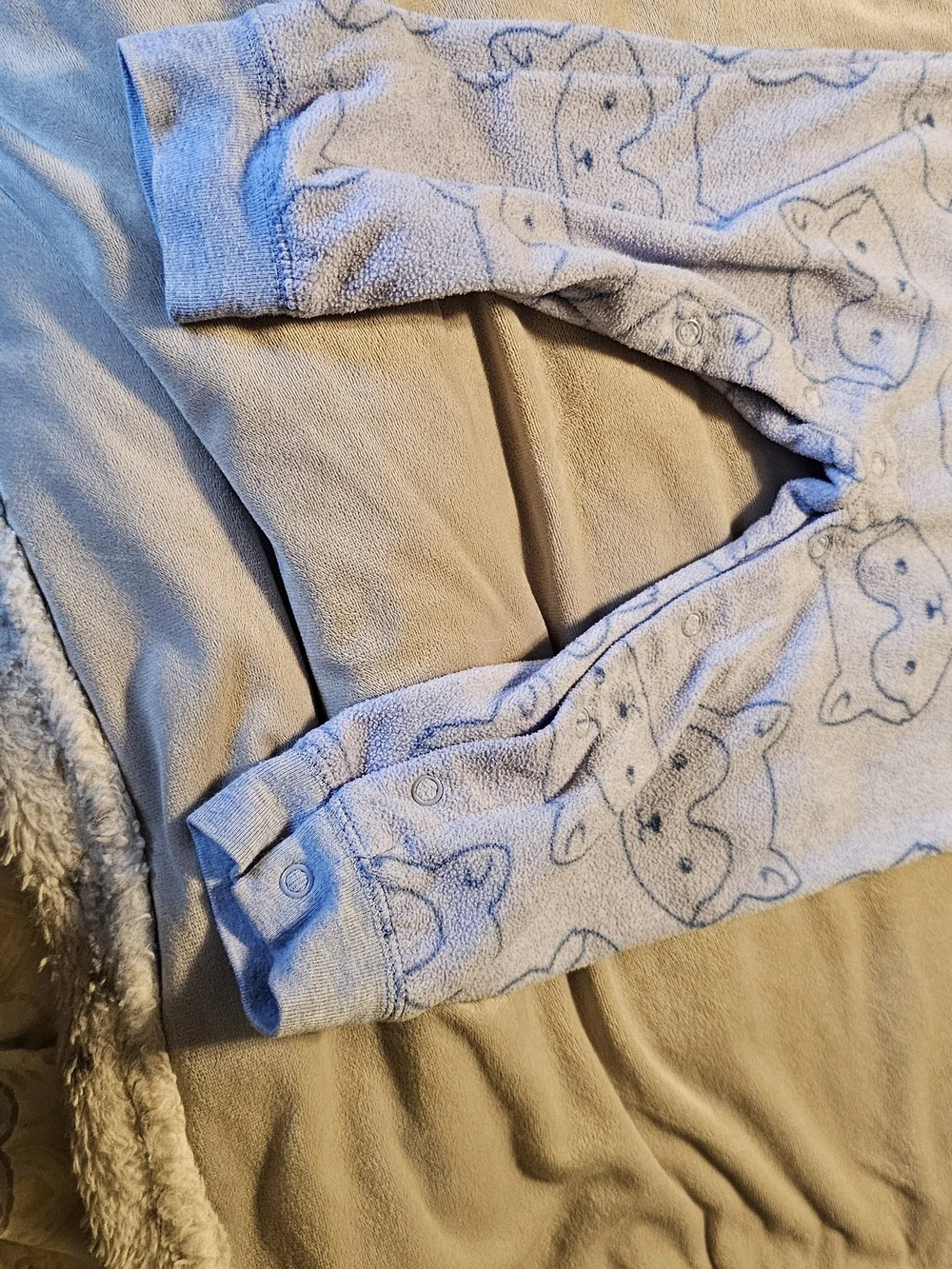 Carter's Light Blue Fleece Hooded One-Piece with Fox Faces